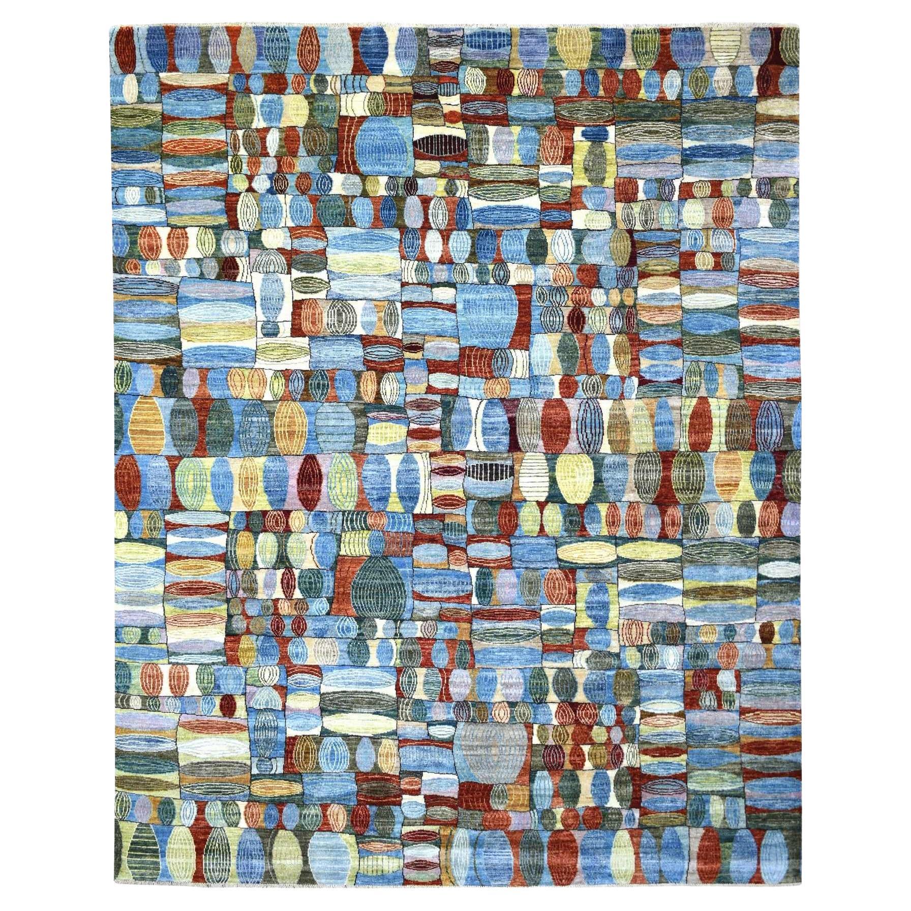 8'x9'9" Colorful Hand Knotted Afghan Kashkuli Gabbeh Natural Dyes Wool Rug For Sale