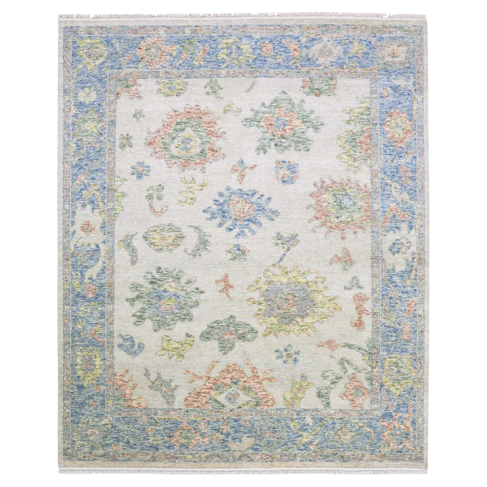 8'x9'9" Colorful, Oushak Salt and Pepper Design Pure Wool Hand Knotsted Rugs (tapis en laine pure noué à la main)