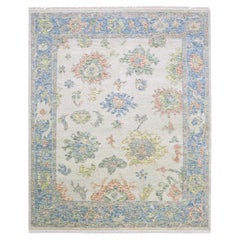 8'x9'9" Colorful, Oushak Salt and Pepper Design Pure Wool Hand Knotted Rug