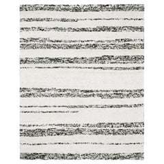 8
x9
9" Dunkelbraun, Elfenbein Striae Design Ungefärbte Wolle Handgeknüpft Orientteppich