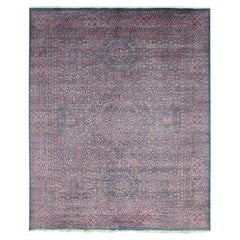 8'x9'9" Vert foncé Obscur Design/One Laine et soie Tapis noué à la main