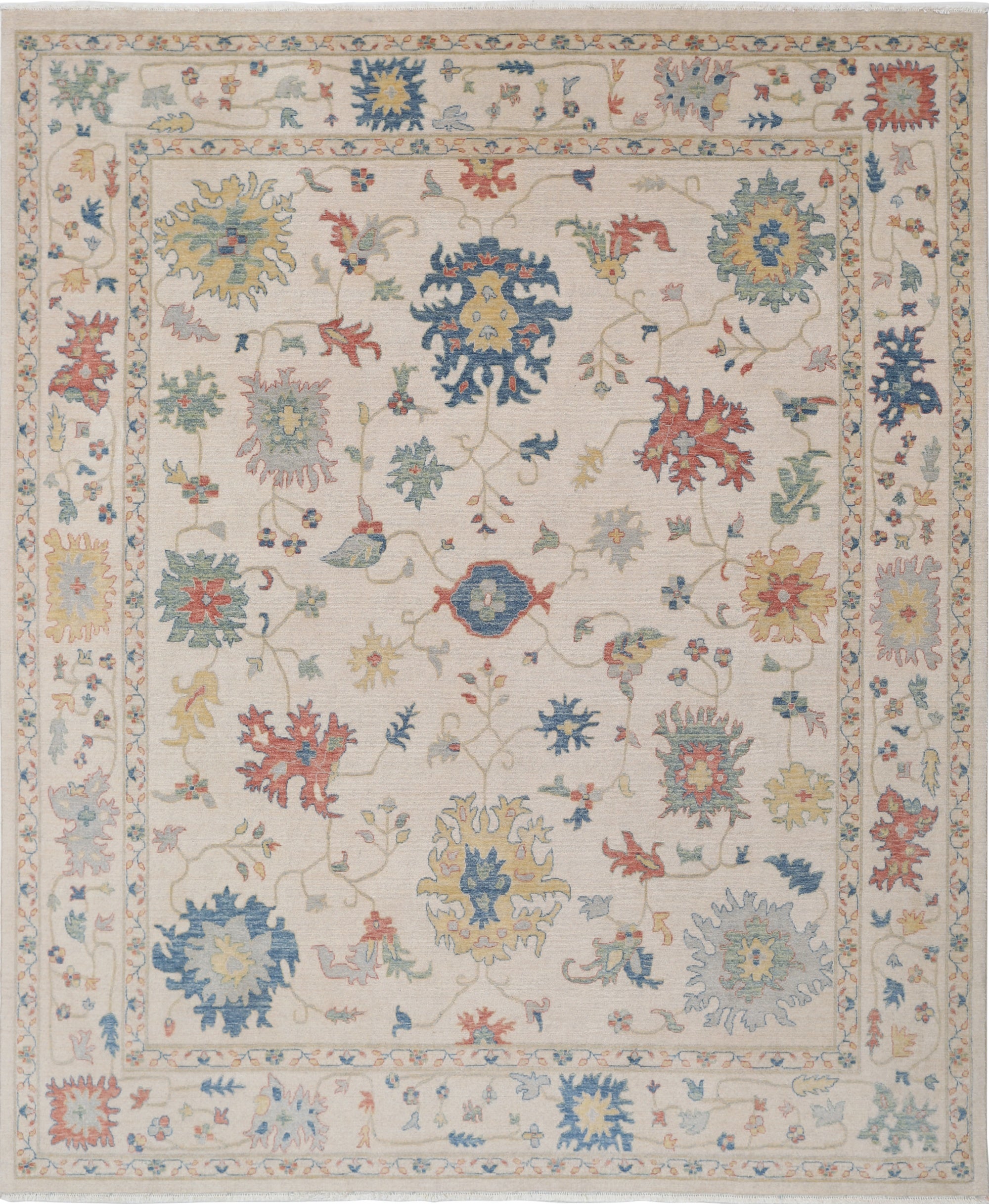 8'x9'9" Decorative Oushak Rug, All Wool, Modern Turkish Carpet for Living Room