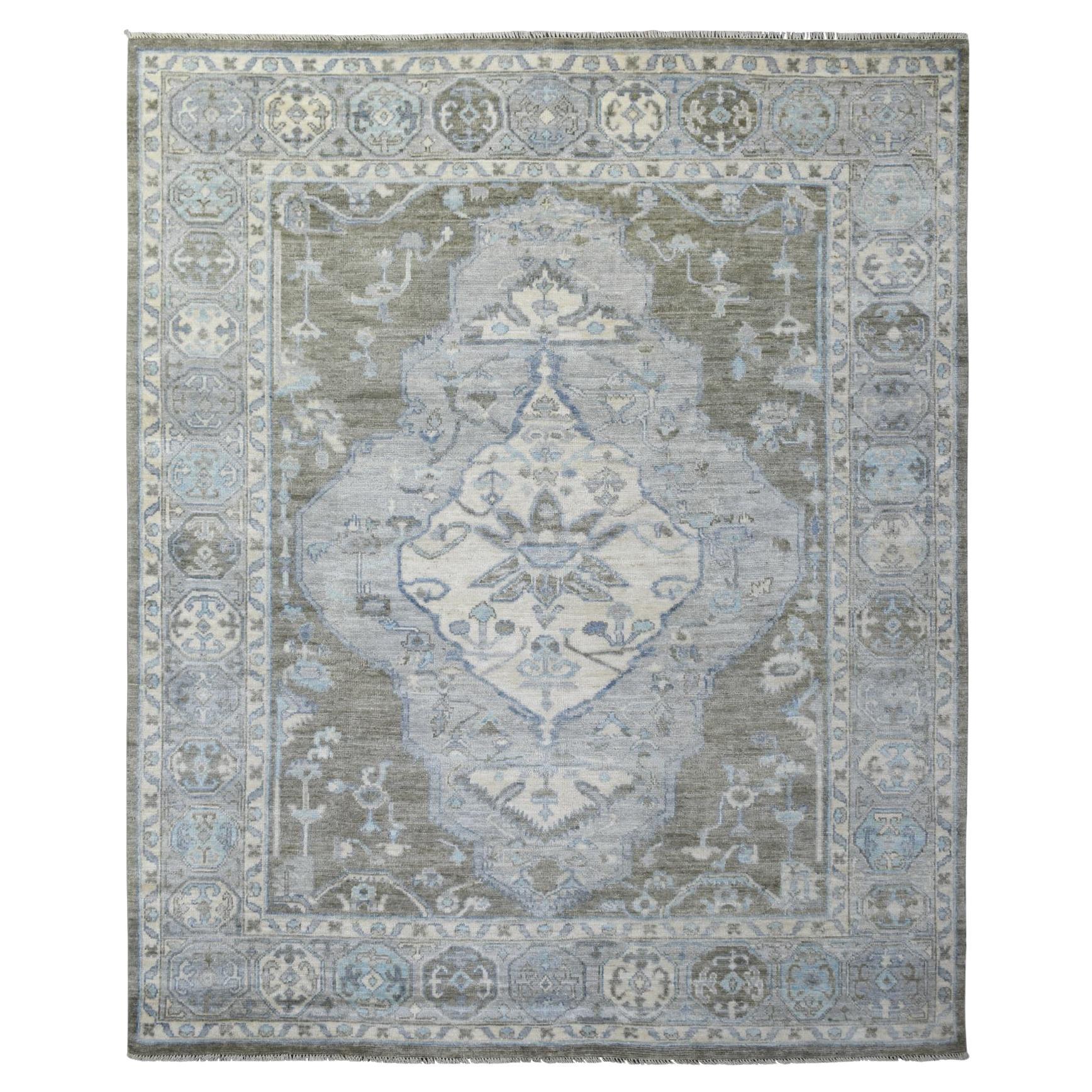 8'x9'9" Faded Taupe, Anatolian Design Tappeto orientale in morbida lana annodata a mano