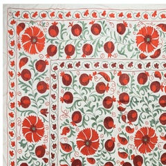 8x9.9 Ft Modern Bedspread, Silk Embroidery Wall Hanging, Uzbek Suzani Tablecloth