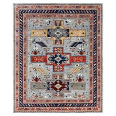 8
x9
9" Grau Armenisch Inspiriert Kaukasisch Design Handgeknüpft Wolle Orientteppich