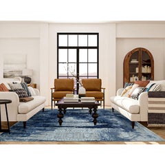 8'x9'9" Gray Wool and Silk Transitional Design Hand Knotted Oriental Rug