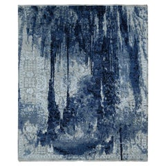 8'x9'9" Gray Wool and Silk Transitional Design Hand Knotted Oriental Rug