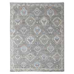 8'x9'9" Green Supple Collection Oushak All Over Design Wool Hand Knotted Rug