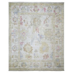8'x9'9" Ivory, Afghan Angora Oushak 100% Wool Hand Knotted Oriental Rug