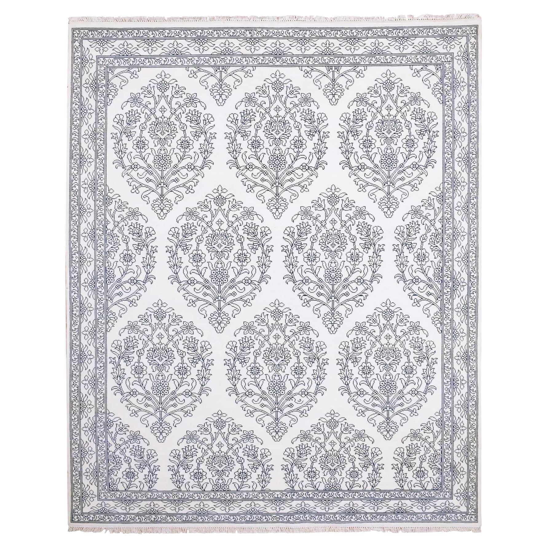 8'x9'9" avorio, annodato a mano 100% cotone, Agra Design Rugs orientale