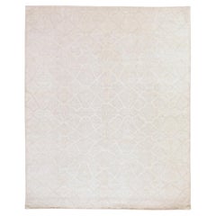 8'x9'9" Ivory Washed Out Peshawar with Goombad Design Hand Knotted Wool Rug