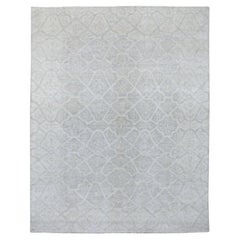 8'x9'9" Ivory White Wash Peshawar Natural Wool Hand Knotted Oriental Rug