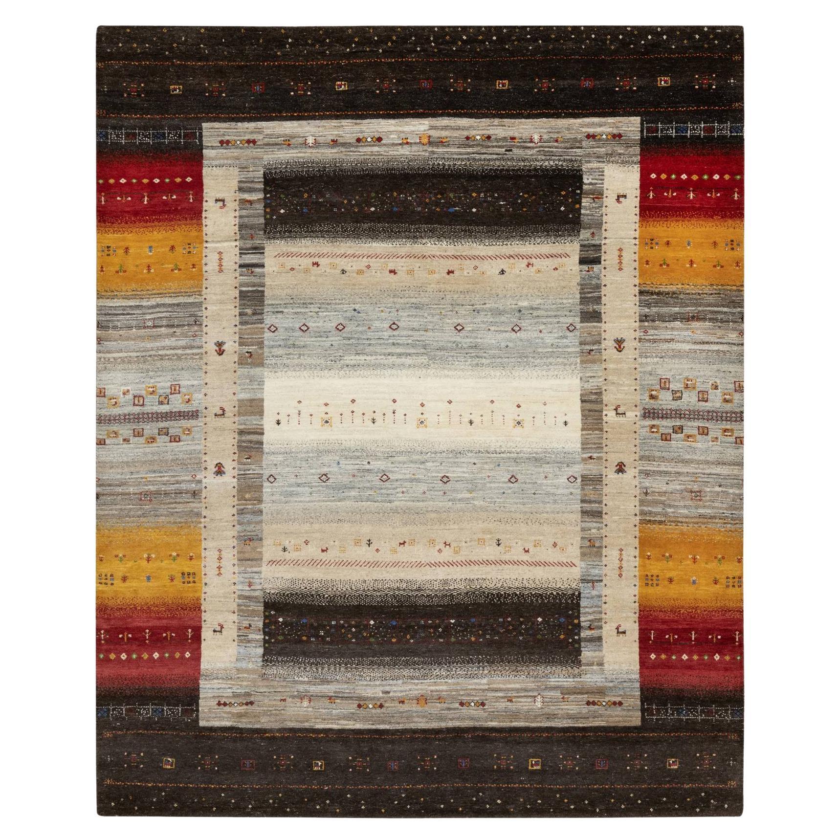 8'x9'9" Khaki Brown, Pure Wool, Hand Knotted, Lori Buft Gabbeh Modern Rug