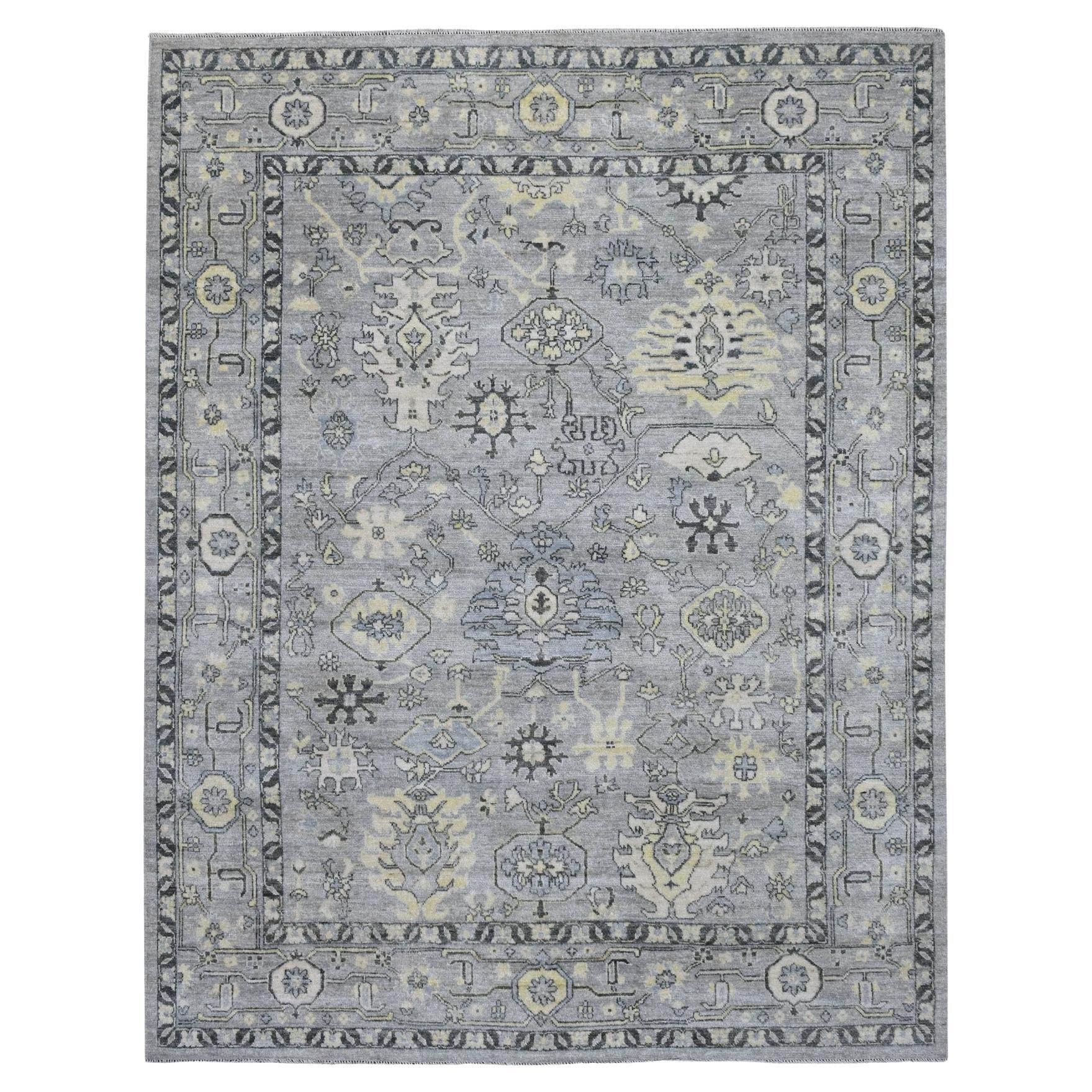 8'x9'9" Light Gray Angora Oushak Extra Soft Wool Hand Knotted Oriental Rug