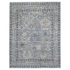8'x9'9" Light Gray Angora Oushak Extra Soft Wool Hand Knotted Oriental Rug