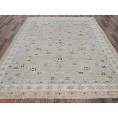 8'x9'9" Misty Gray Anatolian Village Design Turkish Knot Hand Knotted Wool Rug