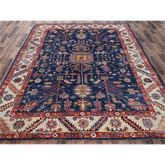8'x9'9" Yale Blue Peshawar with Heris All Over Design Hand Knotted Wool Rug