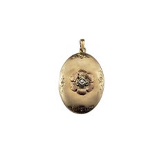 9- 10K Tricolor Gold and Diamond Floral Locket Pendant #21956