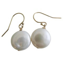Pendants d'oreilles en or remplis de perles d'eau douce de culture de 9-11 mm