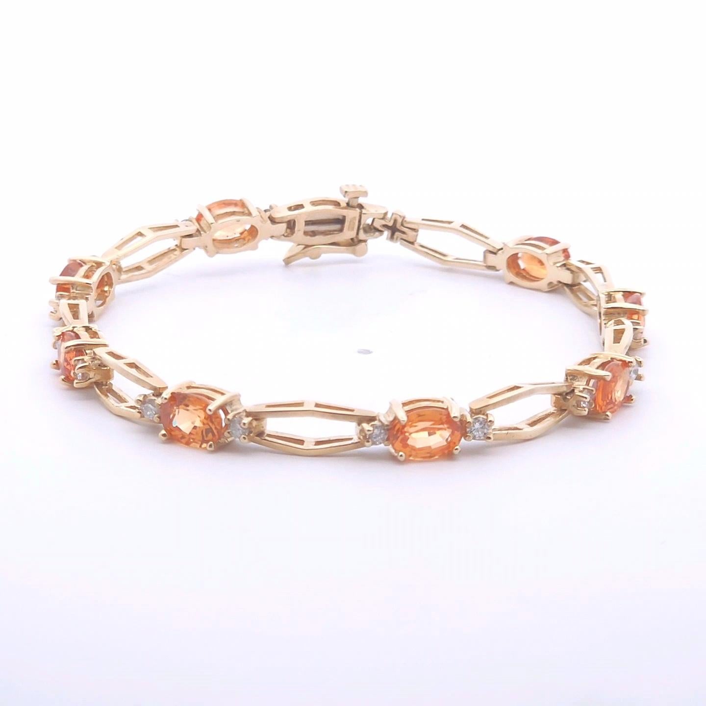 Pulsera ovalada de diamantes y granates 9 3/4ct en Nuevo estado para la venta en Tustin, CA