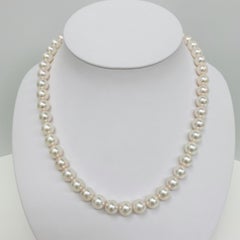 Akoya Pink Overtones Round Pearl Necklace with Gold Clasp