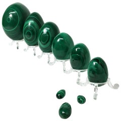 9 African Malachite Eggs in Ascending Size, 1970s