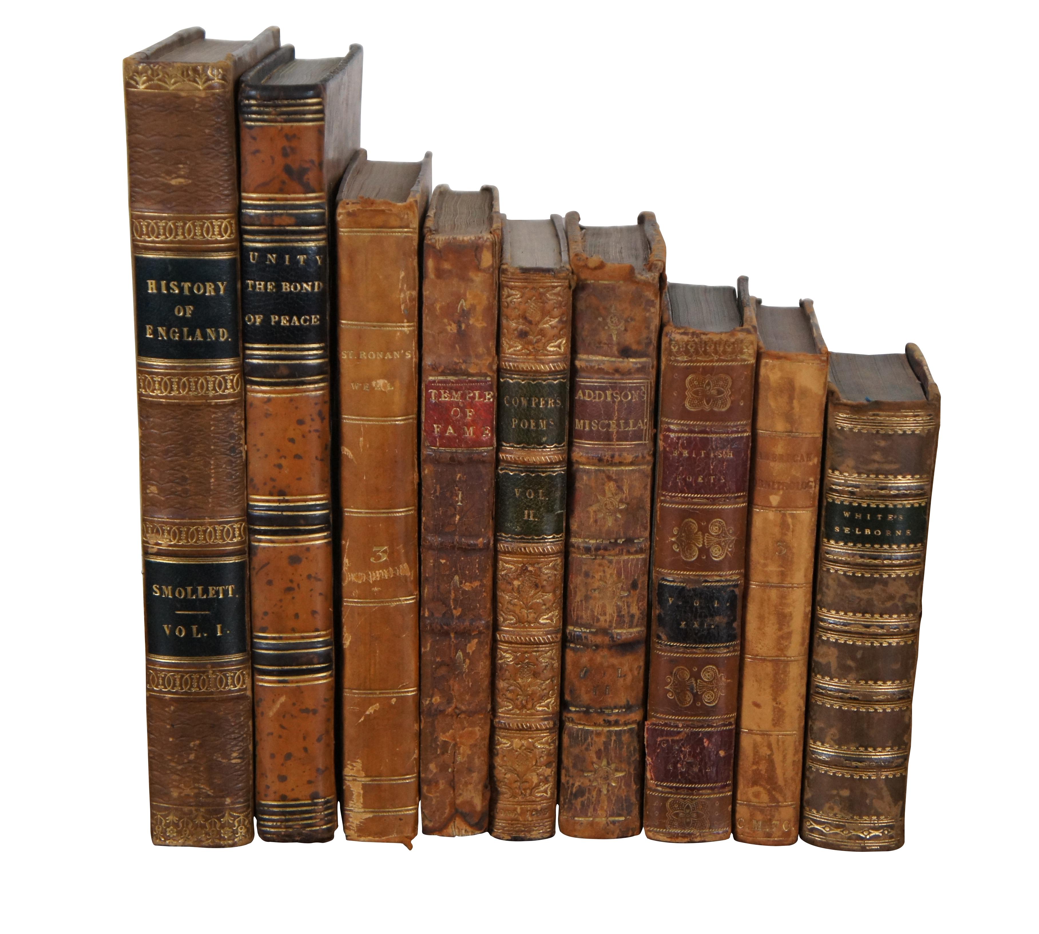 9 Antique 18th & 19th Century Hard Back Leather Bound Books London England In Good Condition For Sale In Dayton, OH