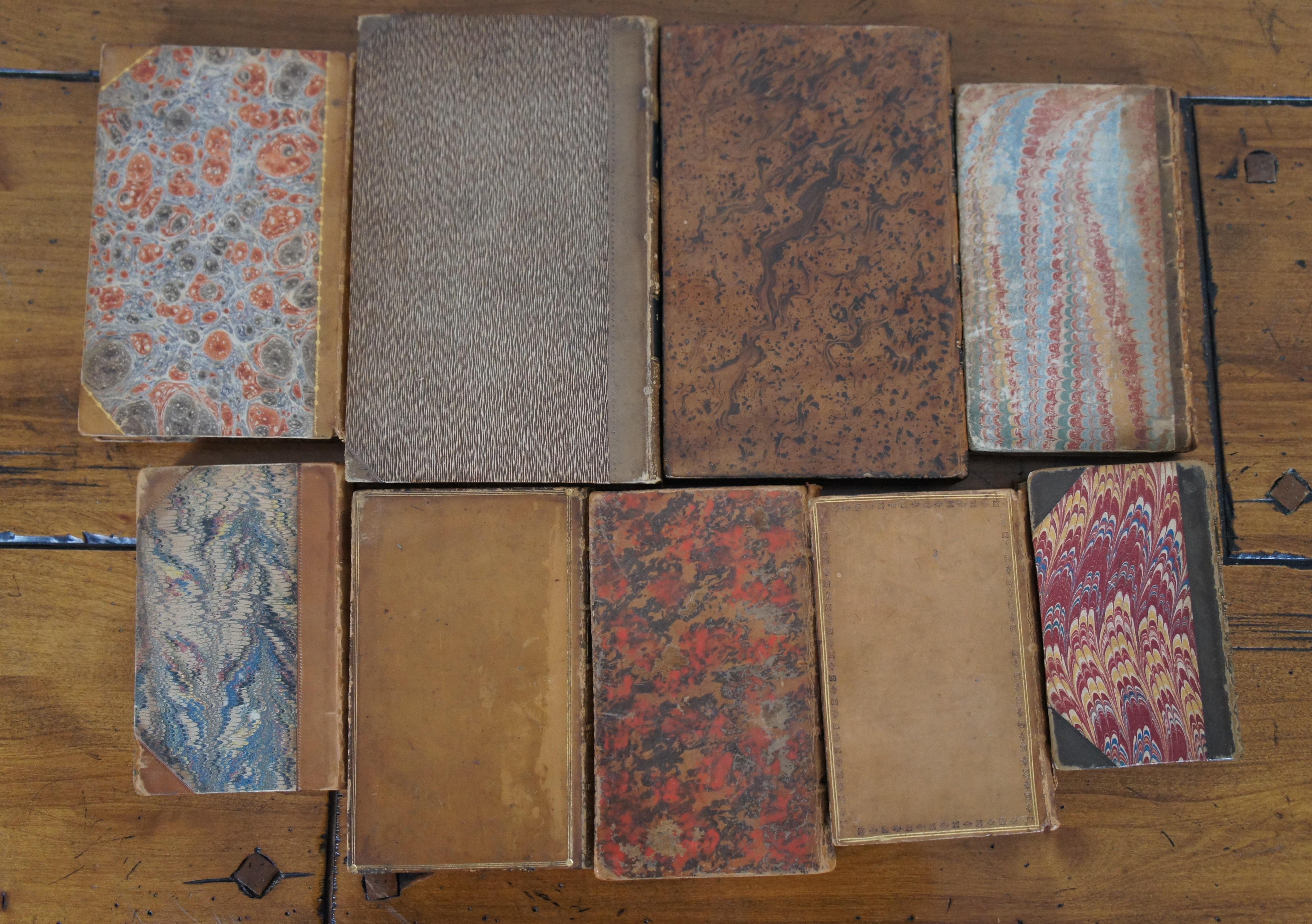 9 Antique 18th & 19th Century Hard Back Leather Bound Books London England For Sale 1