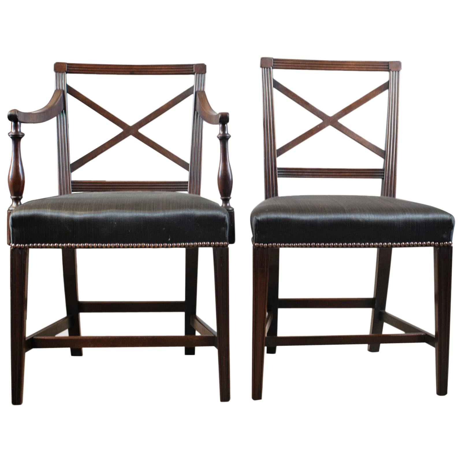 9 Antique Dining Chairs, 2 x Carvers, 6 Plus 1 Spare Side, Regency, circa 1815