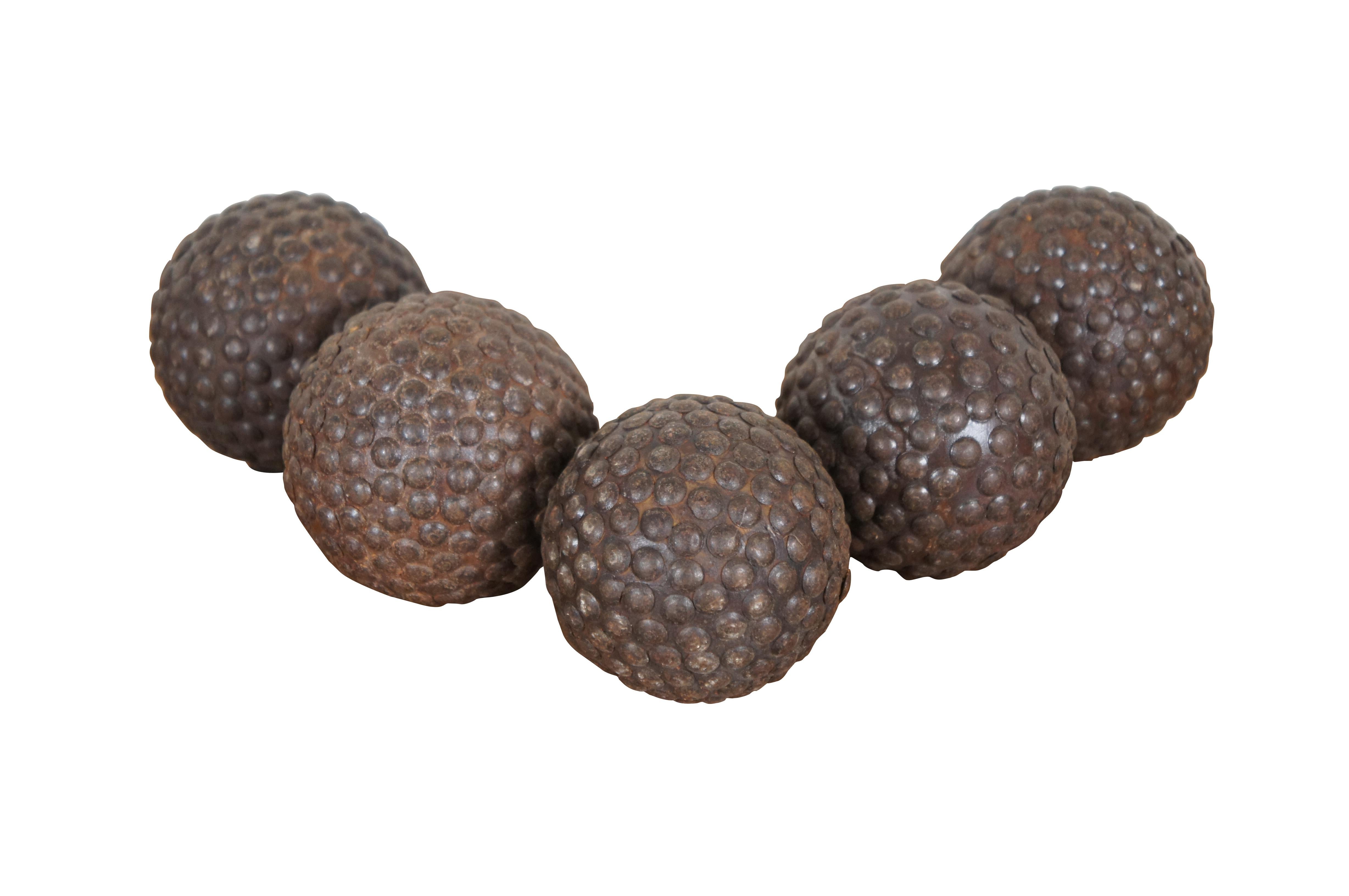 9 Antique French Boule Lyonnaise Cloutees Studded Nailed Petanque Balls 3