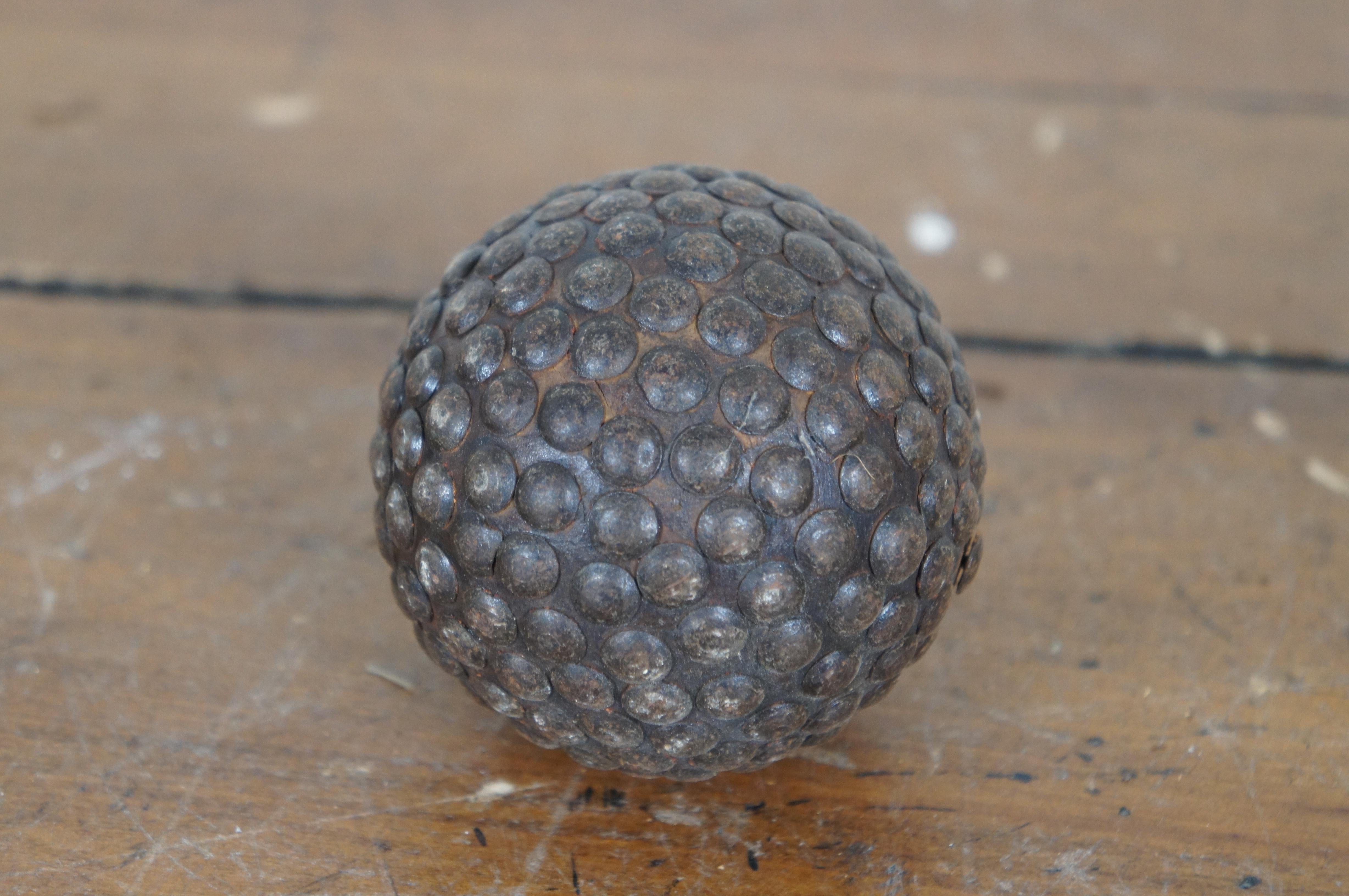 20th Century 9 Antique French Boule Lyonnaise Cloutees Studded Nailed Petanque Balls 3