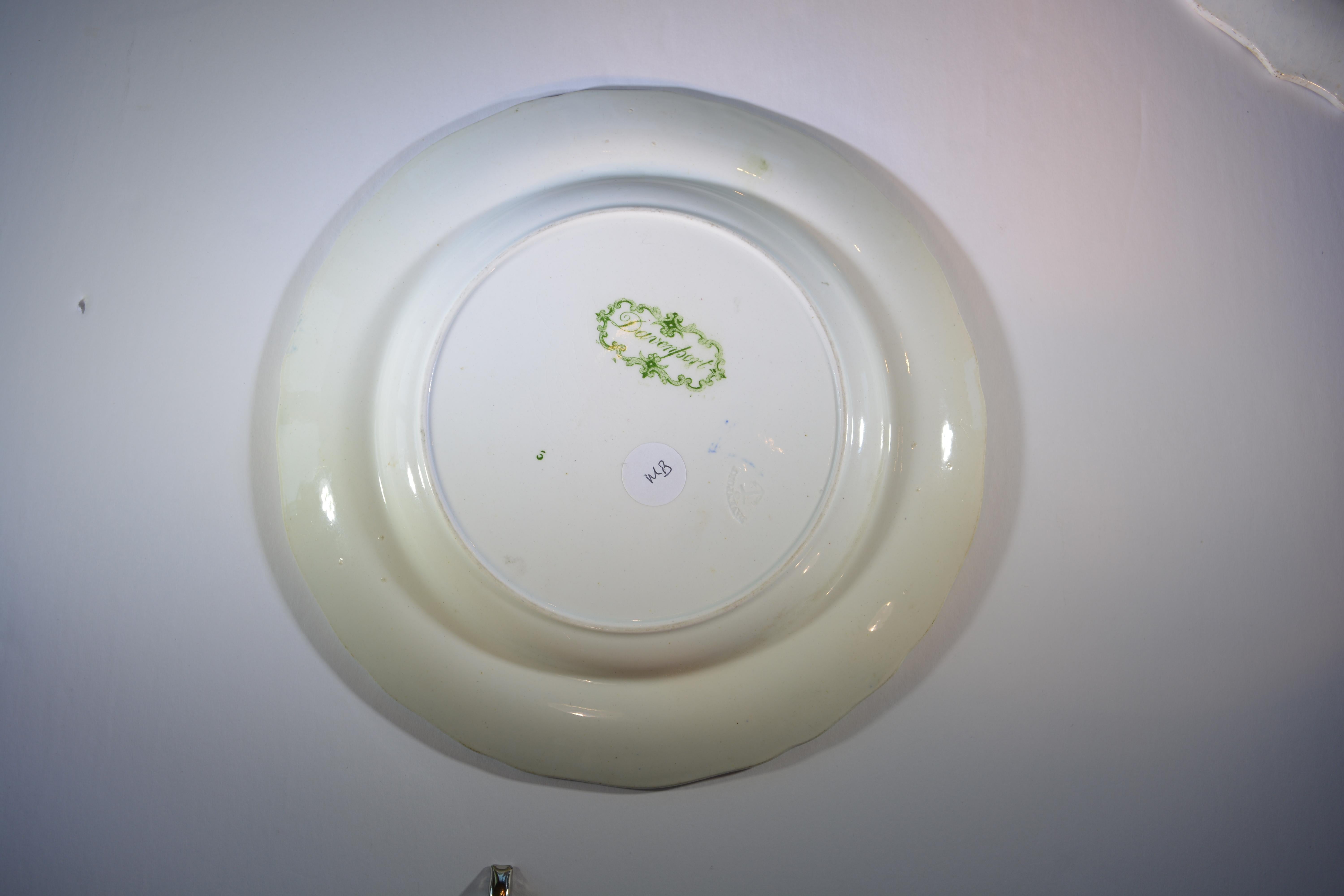 Antique Green Transferware Luncheon Plate Davenport and Pekin RC&A, Pair In Good Condition In Pataskala, OH