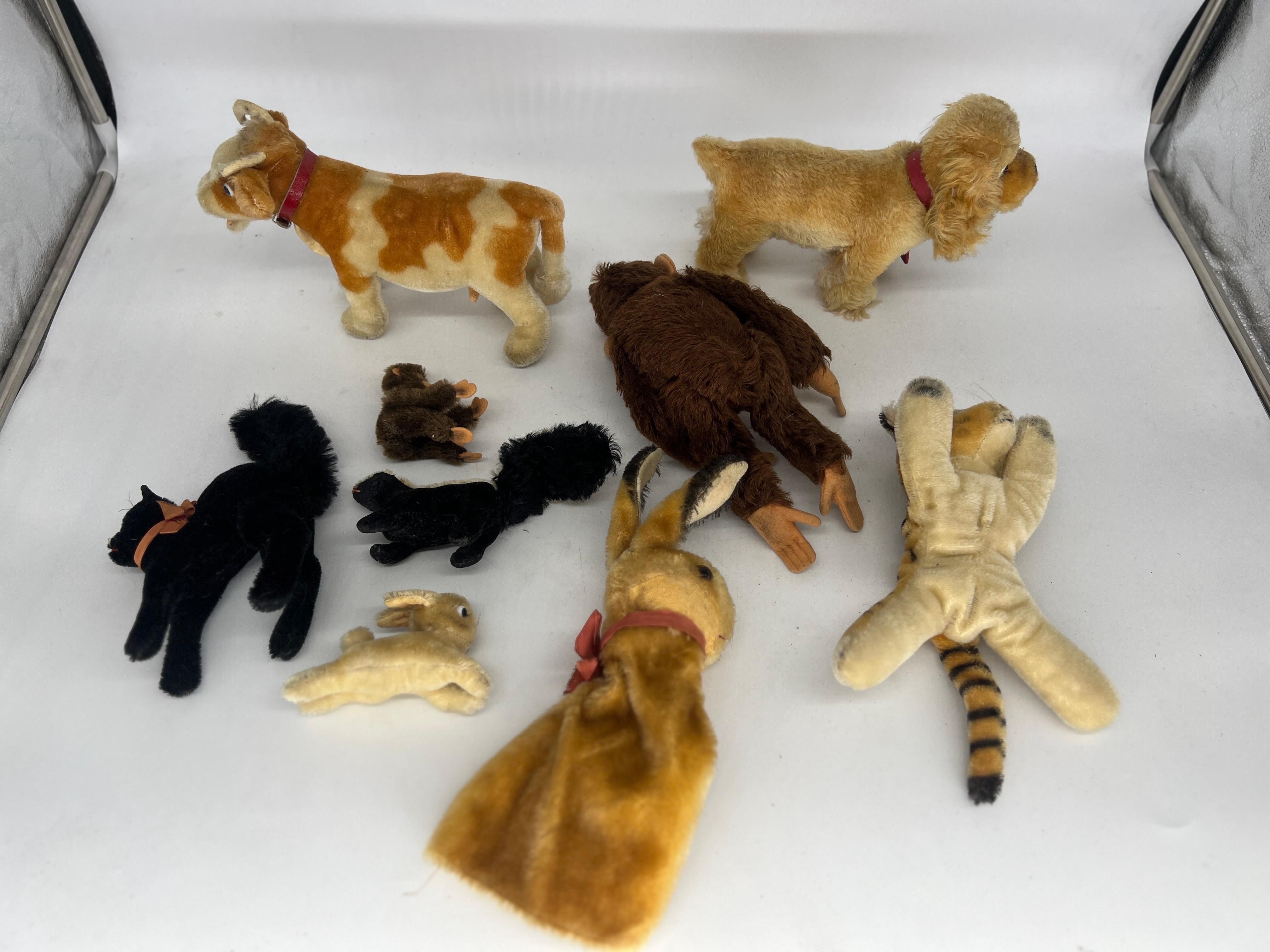 9 Antique & Vintage Miniature Stuffed Animals Mostly Steiff For Sale 1