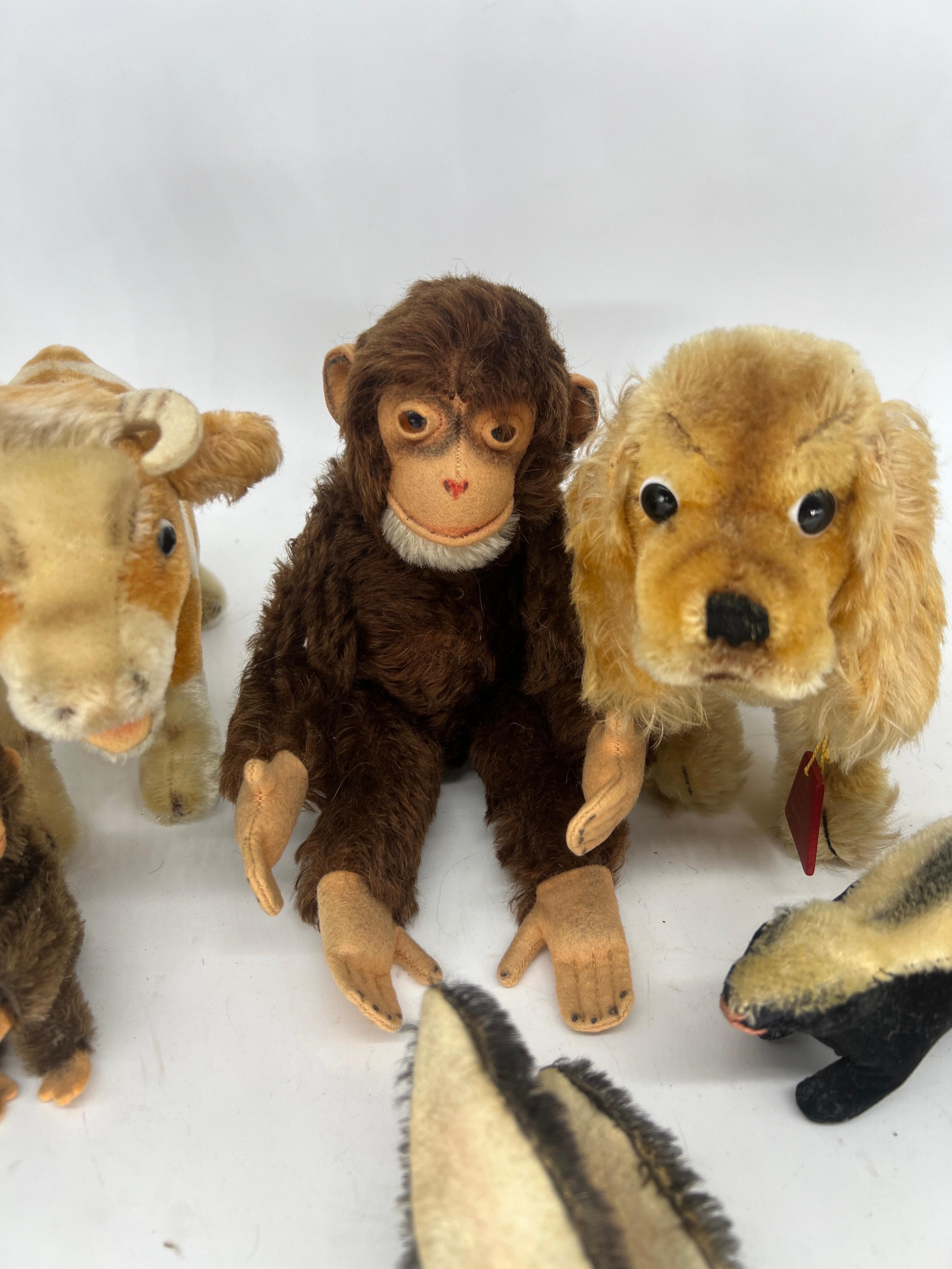German 9 Antique & Vintage Miniature Stuffed Animals Mostly Steiff For Sale