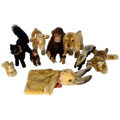 9 Antique & Vintage Miniature Stuffed Animals Mostly Steiff