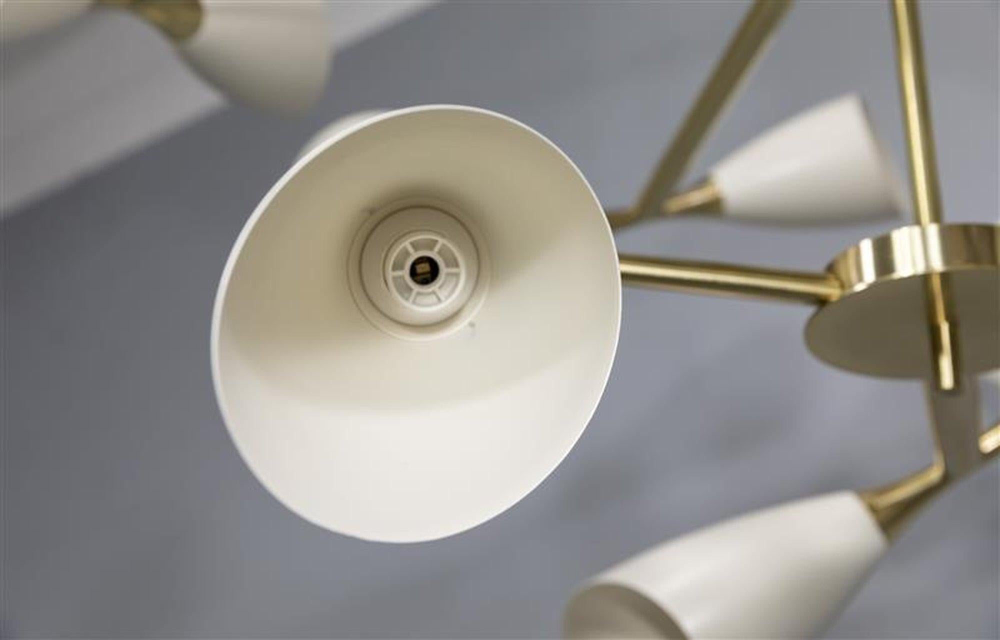 Lampadario a 9 bracci a cono avorio in vendita 1