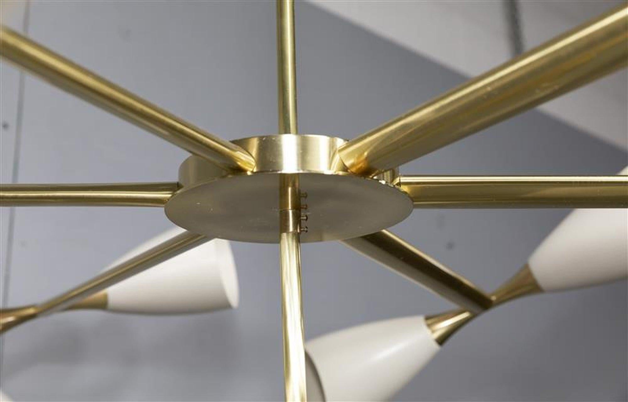 Lampadario a 9 bracci a cono avorio in vendita 2
