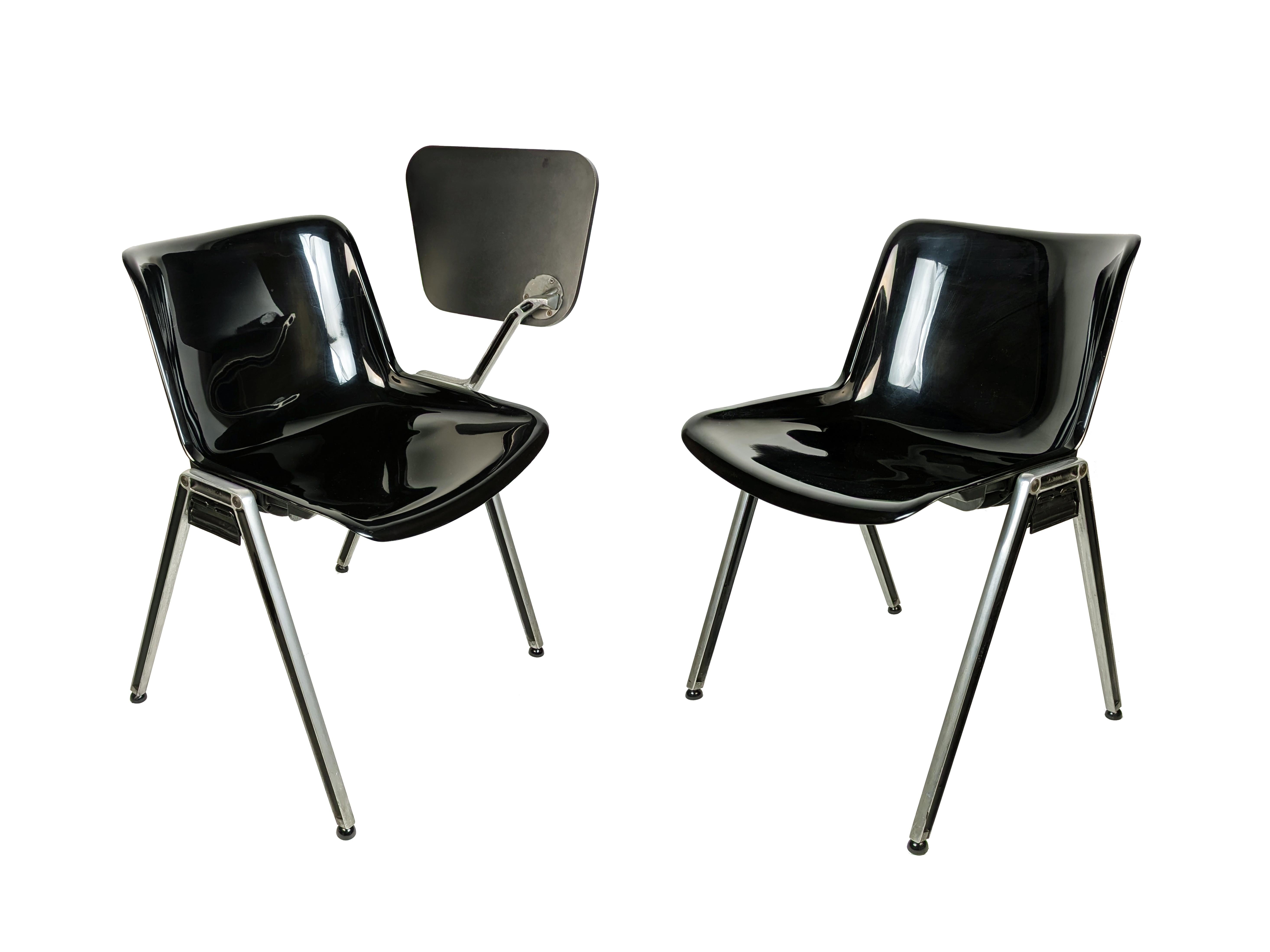 9 Black plastic & Aluminum 1970s MODUS stackable chairs by Borsani for Tecno For Sale 9