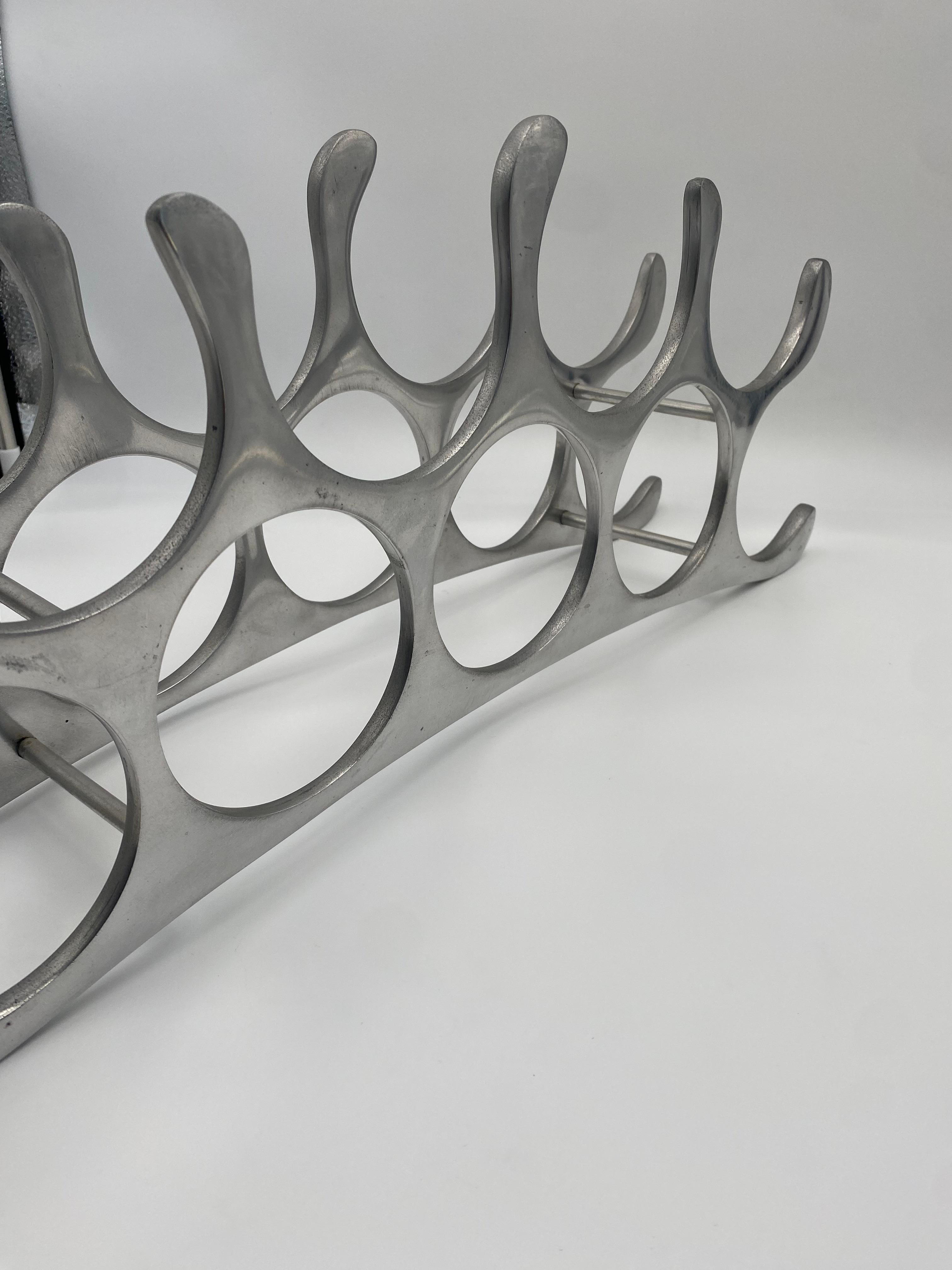9 Bottle Polished Aluminum Wine Rack By Michael Noll,  Germany 1990s 4