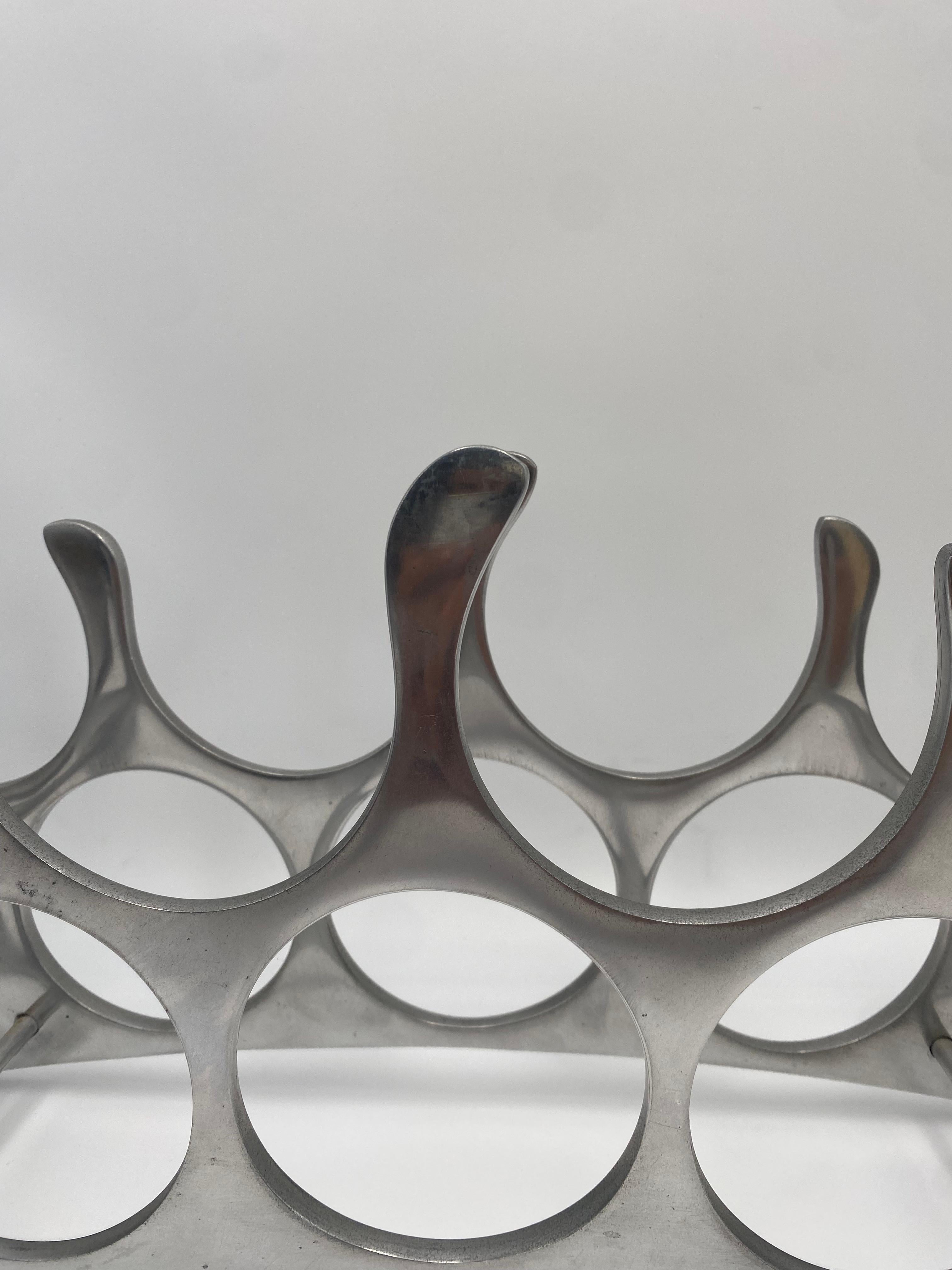 Hand-Crafted 9 Bottle Polished Aluminum Wine Rack By Michael Noll,  Germany 1990s For Sale