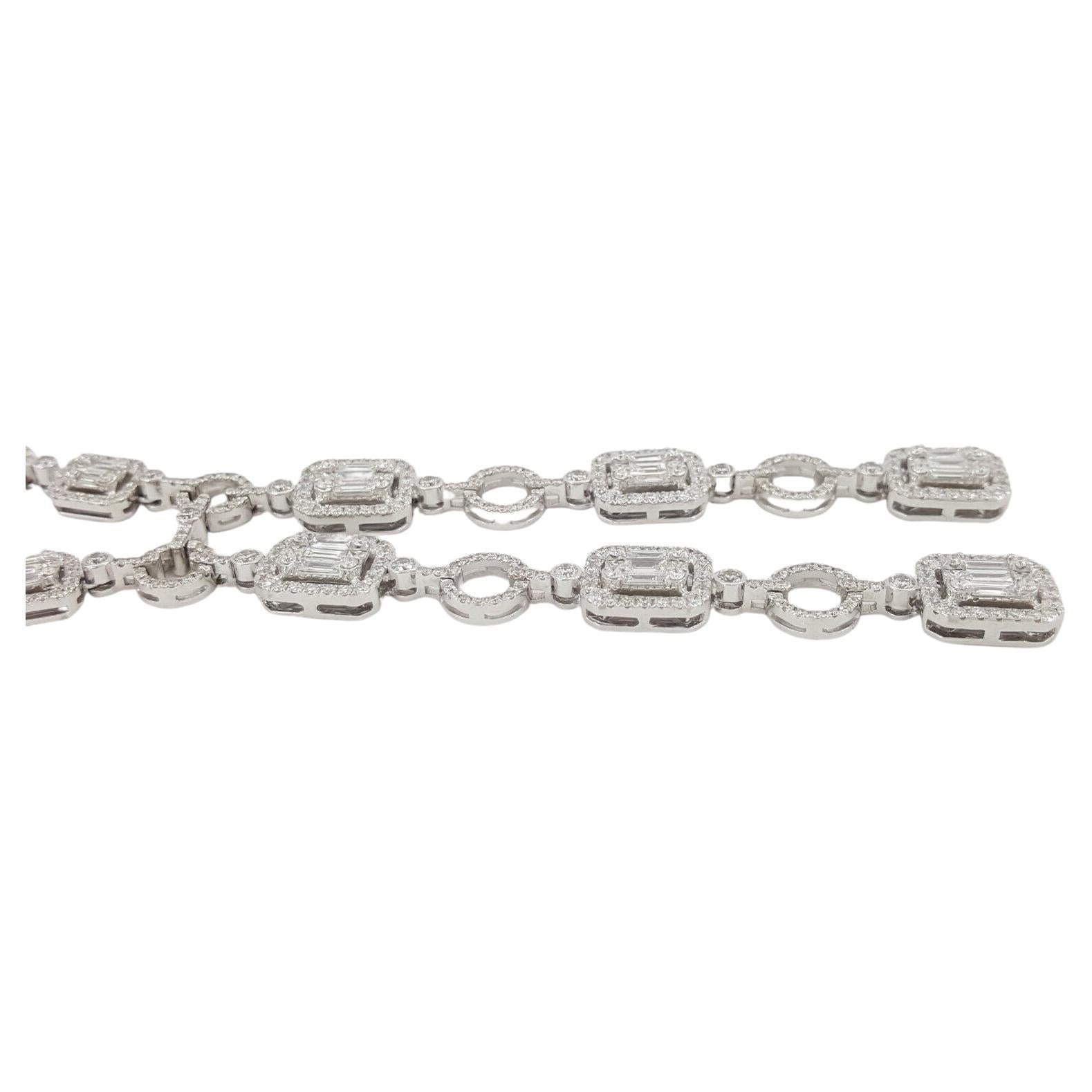 Modern 9 Carat Baguette Brilliant Cut Princess Cut Diamond Drop Lariat Necklace For Sale