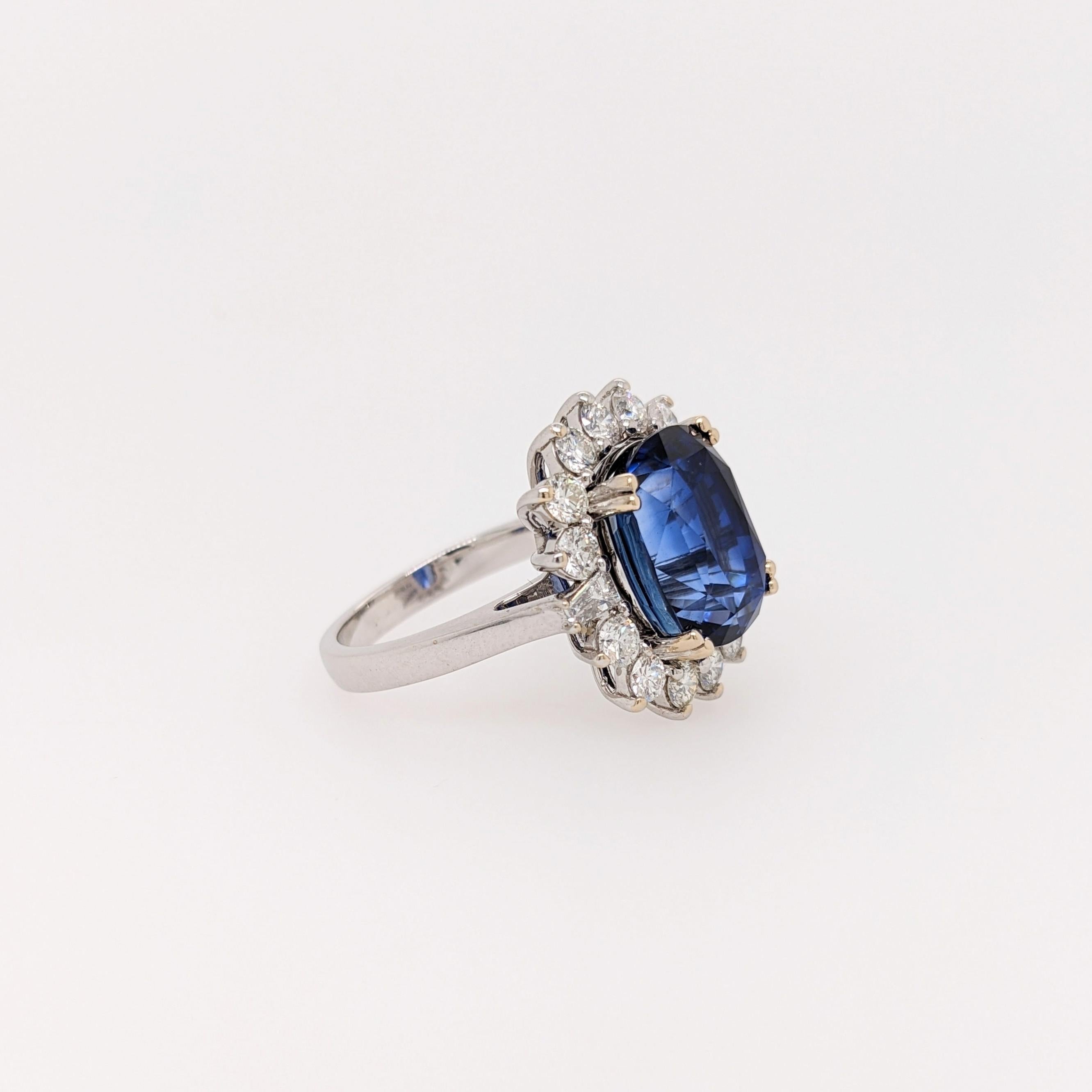 Stone: Royal Blue Sapphire
Origin: Ceylon (Sri Lanka)
Treatment: Heated
Hardness: 9
Clarity: Eye clean
Shape: Cushion
Cut: Faceted
Size: 12x10mm
Weight: 9.00cts
Metal: 18k/7.39gms

Diamonds V/S1 G: 16/1.19cts
Certificate: GRS / 113538

Sku: