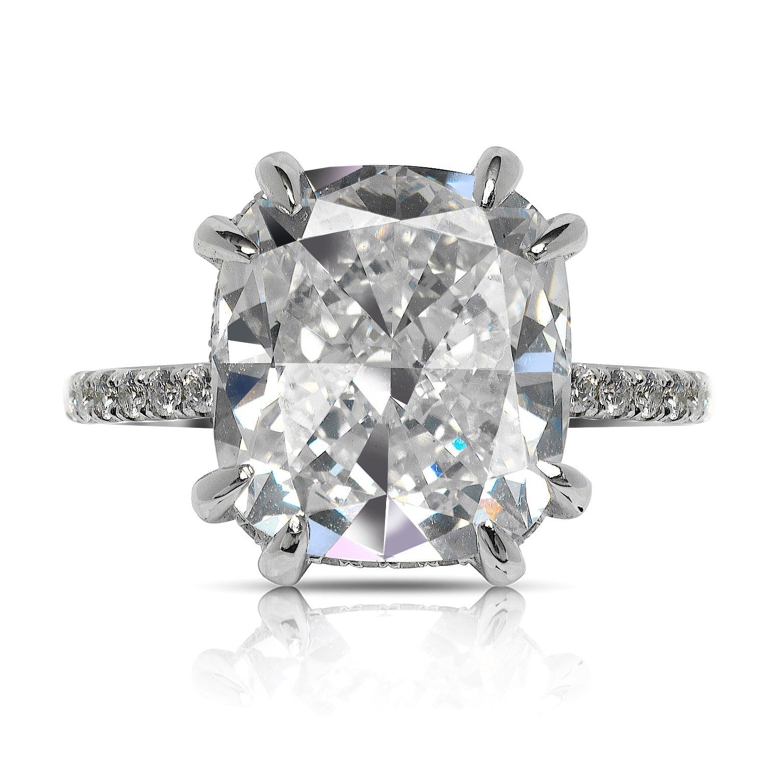 HAIFA  CUSHION CUT  SOLITAIRE DIAMOND ENGAGEMENT RING 18K WHITE GOLD  BY MIKE NEKTA

GIA CERTIFIED
Center Diamond
Carat Weight: 8.4 Carats
Color :  E*
Clarity: VS
Style:  CUSHION CUT 
Measurements:  

*This Diamond has been treated by one or more