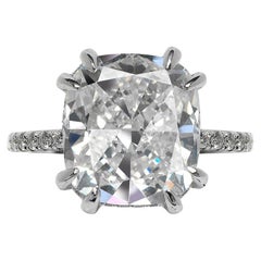 9 Carat Cushion Cut Diamond Engagement Ring 18k White Gold GIA Certified E Color