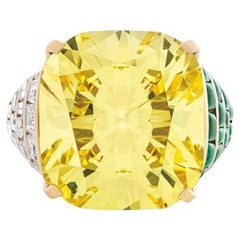 9 Carat Cushion Statement Fancy Yellow    Heirloom Collector’s Diamond Ring