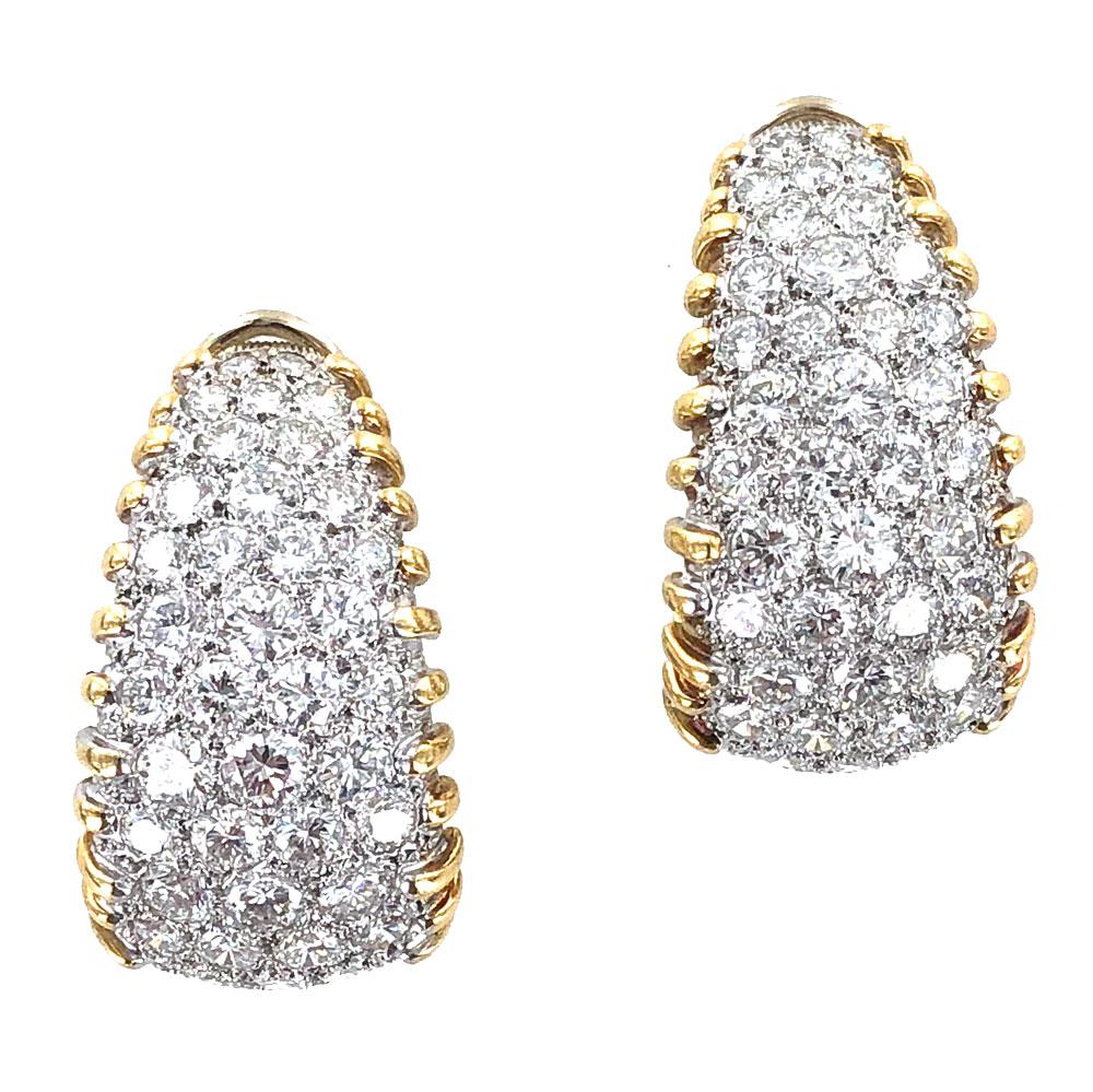 9 Carat Diamond 18 Karat Two-Tone Gold Half Hoop Earrings
