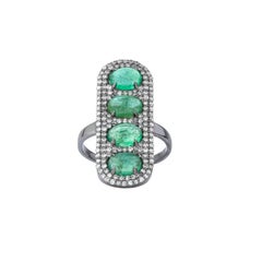 9 Carat Diamond and Emerald Cocktail Ring
