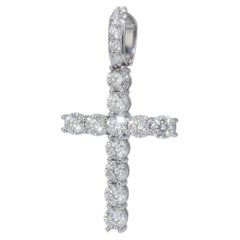 Ciondolo a forma di croce con diamante da 9 carati in oro bianco 14k