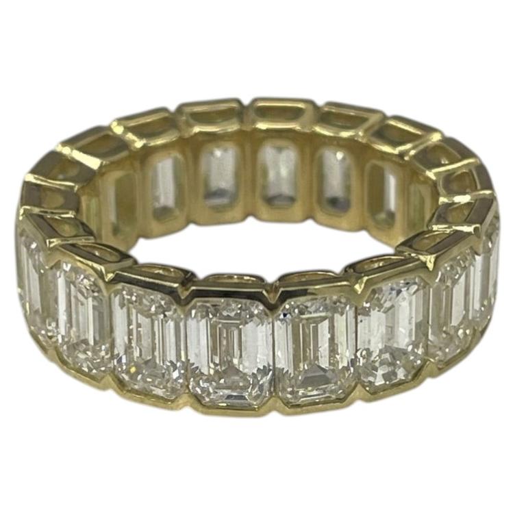 9 Carat Diamond Emerald Cut Eternity Band in 18k Yellow Gold