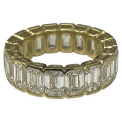 9 Carat Diamond Emerald Cut Eternity Band in 18k Yellow Gold